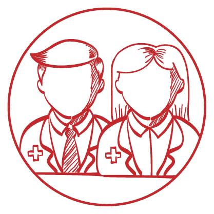 Mayfield Medical Connection GP image Drawing of female and male doctors. Medical Centre, Newcastle Doctors, GP Newcastle.